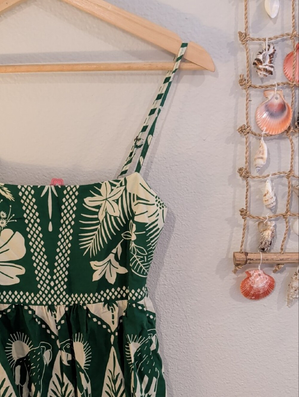 FARM Rio Green and Cream Tropical Dress with Spaghetti Straps - Picture 6 of 6
